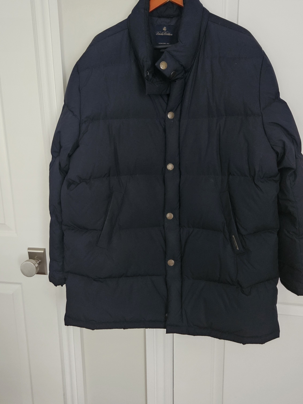 Brooks Brothers Men's Navy Quilted Down Jacket, Size L